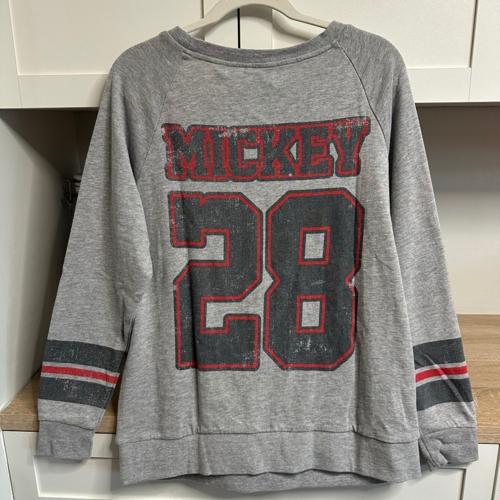 Disneyland Mickey Mouse Graphic Sweatshirt Womens Large Distressed Lightweight - Picture 2 of 7